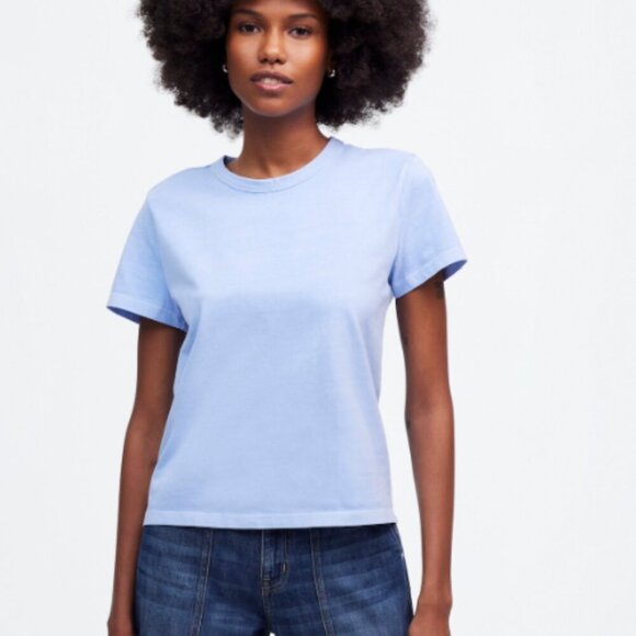 Madewell Perfect Crewneck Tee Cotton Blue NWT XS - Picture 1 of 9